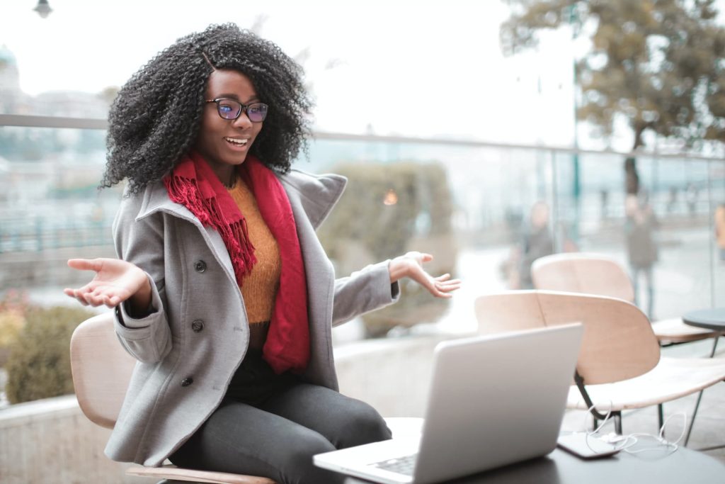 Woman creating social media content online